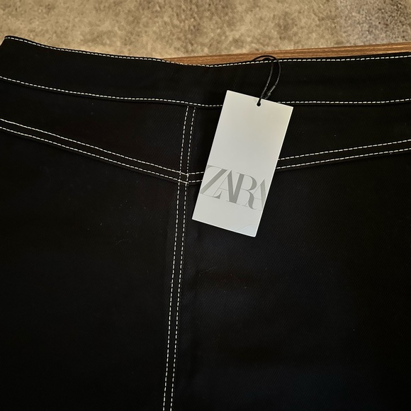 ZARA Woman BACK SEAMED MINI SKIRT Zip A-line Pockets Sexy Size M . New with tag - Picture 5 of 6